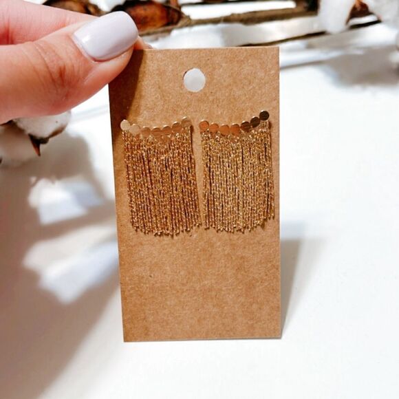 Gold tassel drop earrings N296 - Picture 4 of 6